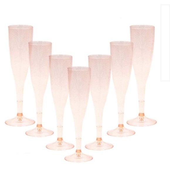 Other - Rose Gold Glitter Plastic Rose Gold Wine Glasses 30 Pack, Disposable
